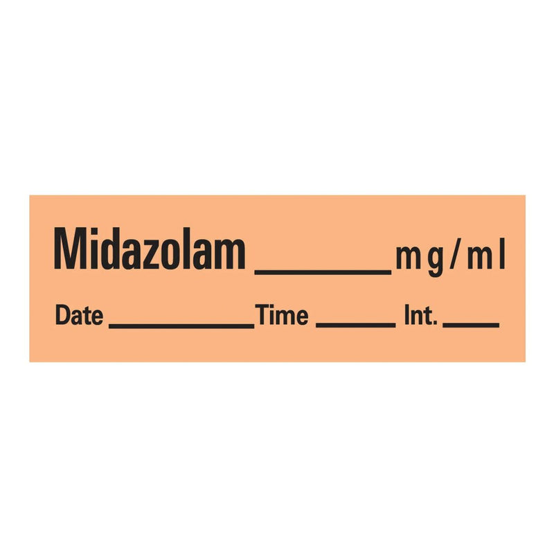 Timemed Anesthesia Label Tape, Midazolam, 1/2 x 1-1/2 Inch