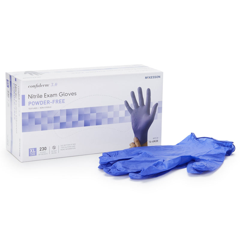 McKesson Confiderm® 3.0 Nitrile Exam Glove, Extra Large, Blue