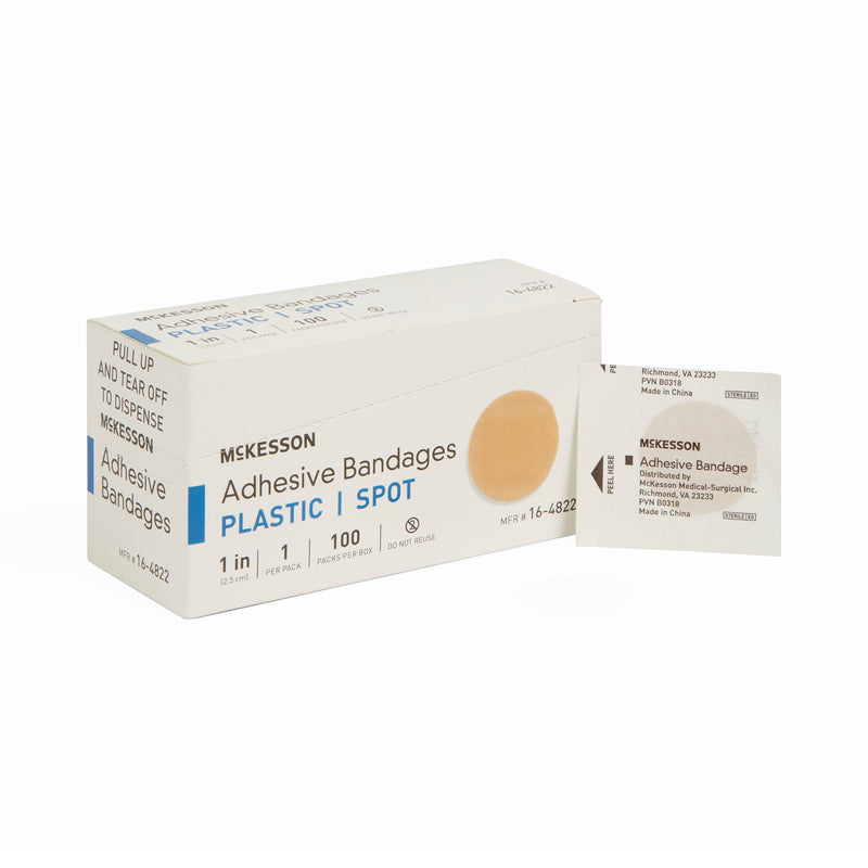 McKesson Round Tan Adhesive Spot Bandage, 1 Inch