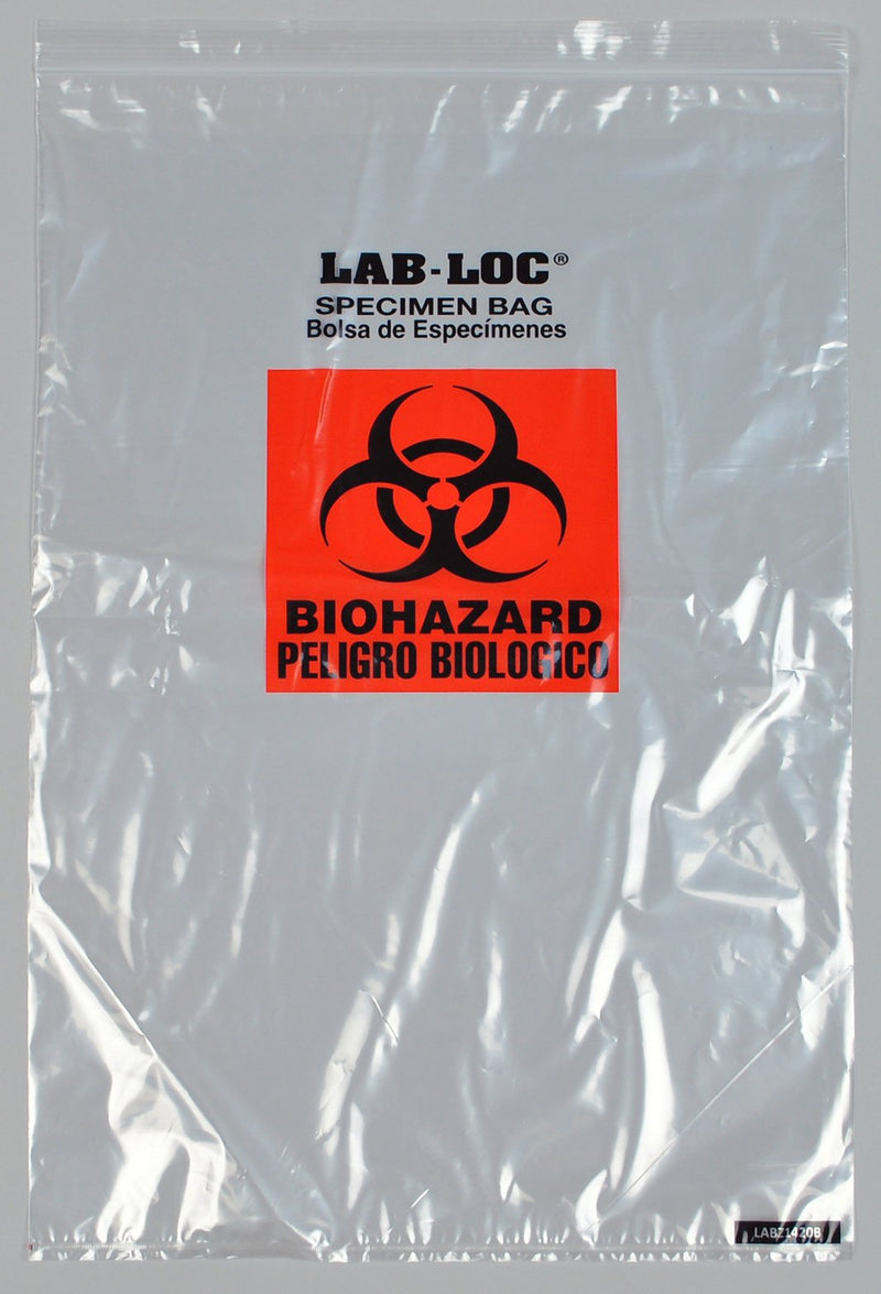 Lab-Loc® Specimen Transport Bag with Document Pouch, Zip Closure, 14 x 20 Inch