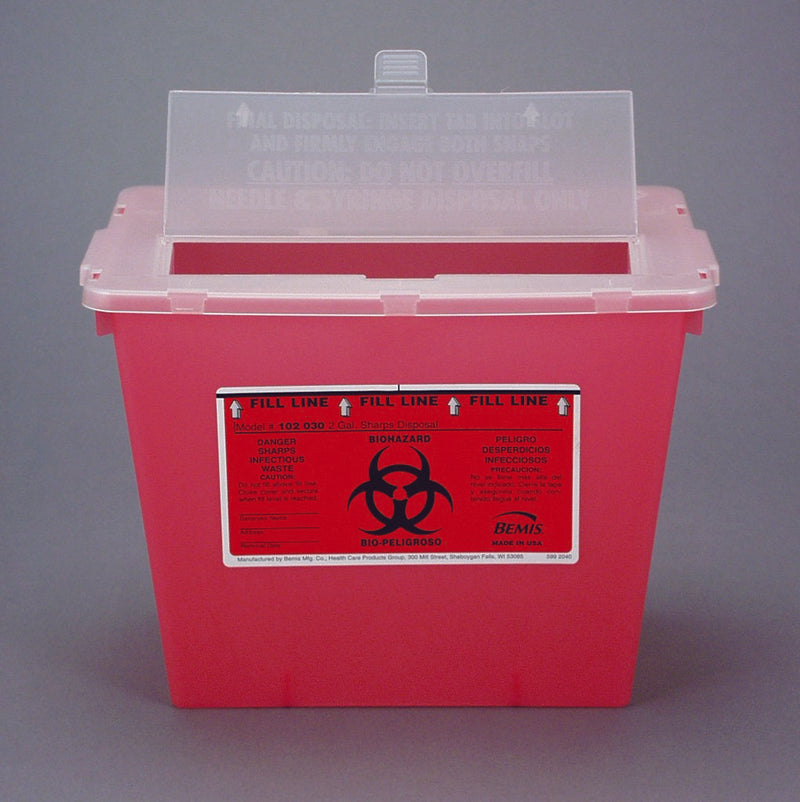 Bemis™ Sentinel Sharps Container, 2 Gallon, 8-5/8 x 11-5/8 x 7-3/4 Inch