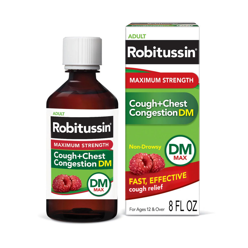 Robitussin Adult Cough + Chest Congestion DM Liquid Maximum Strength, 8-ounce bottle