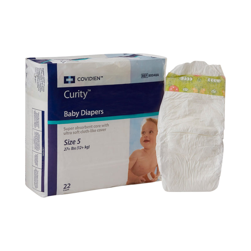 Curity Unisex Baby Diapers, Heavy Absorbency, Disposable, Size 5, 27+ lbs