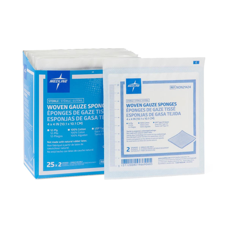 Sterile USP Type VII Gauze Sponge, 4 x 4 Inch, 12-Ply