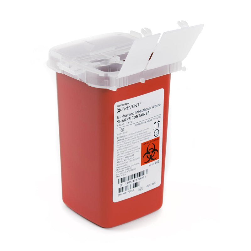 McKesson Prevent® Sharps Container, 1 Quart, 6-1/4 x 4-1/4 x 4-1/4 Inch