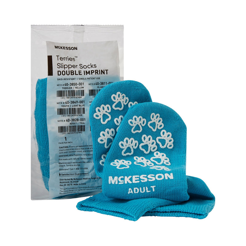 McKesson Terries™ Adult Slipper Socks, Teal