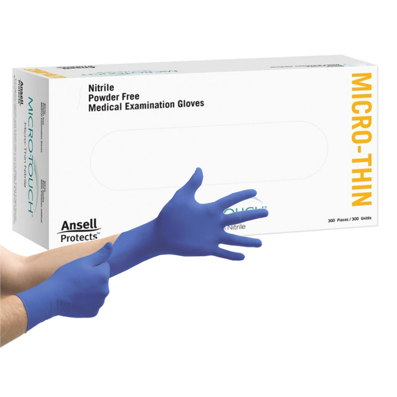 Micro-Touch® Micro-Thin Nitrile Exam Glove, Small, Blue