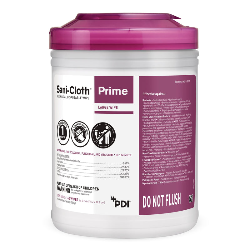 Sani-Cloth® Prime Large Germicidal Disinfectant Wipes, Canister, 160 ct.