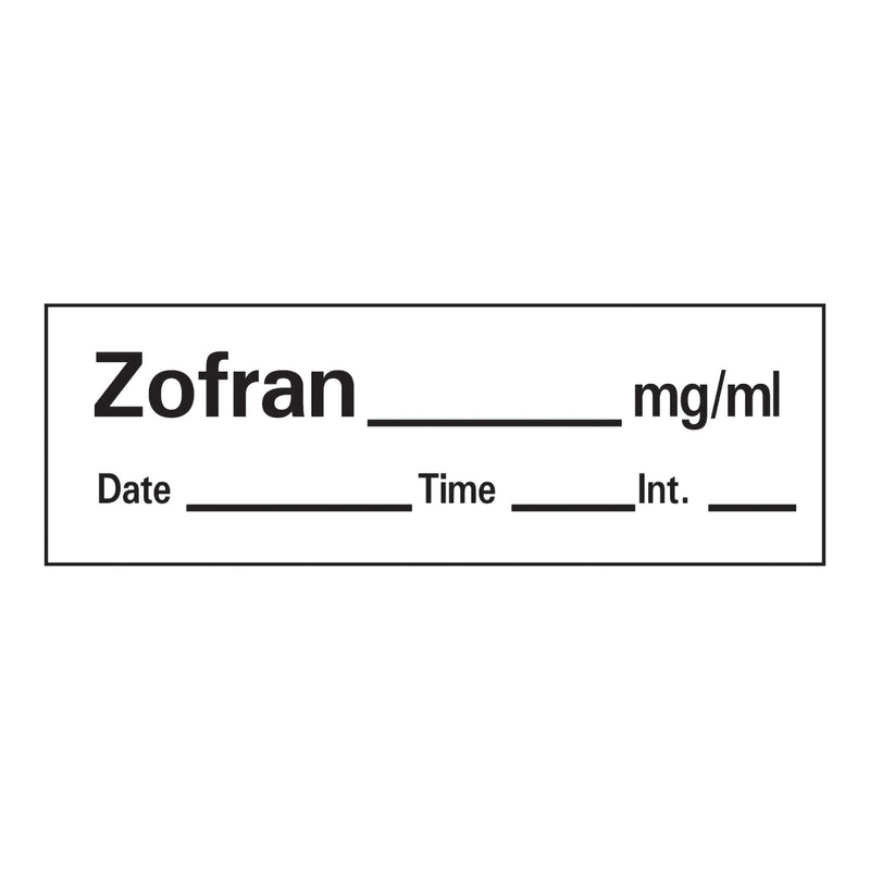 Barkley® Zofran_mg/mL Date_Time_Int_ Anesthesia Label Tape, 1/2 x 1-1/2 Inch