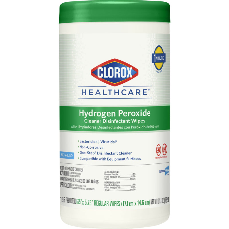 Clorox Healthcare® Hydrogen Peroxide Cleaner Disinfectant Wipes, Canister, 155 ct.