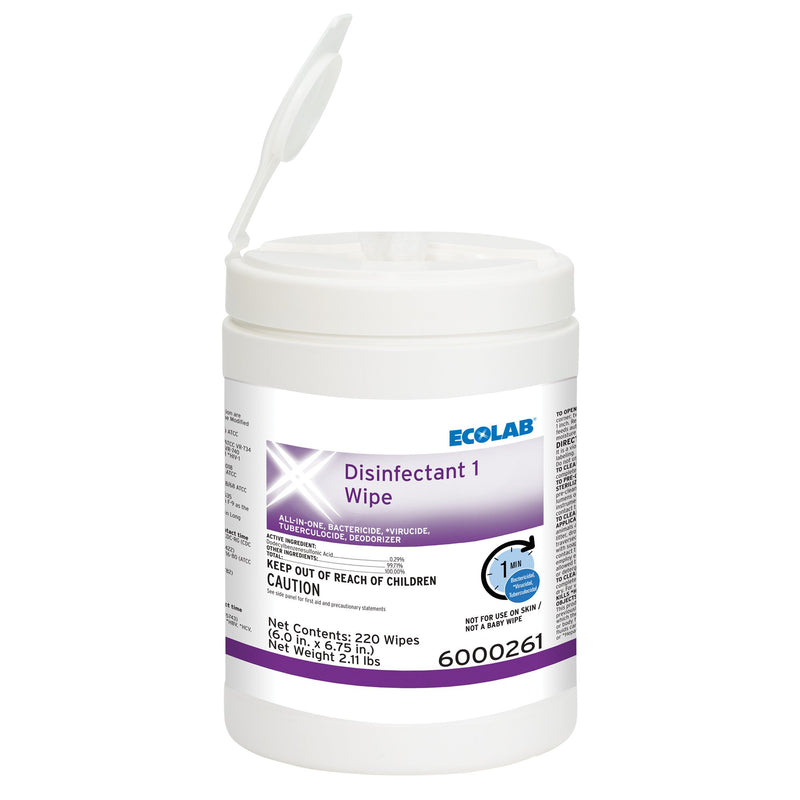 Ecolab Disinfectant 1 Surface Disinfectant Cleaner, 220 Wipes