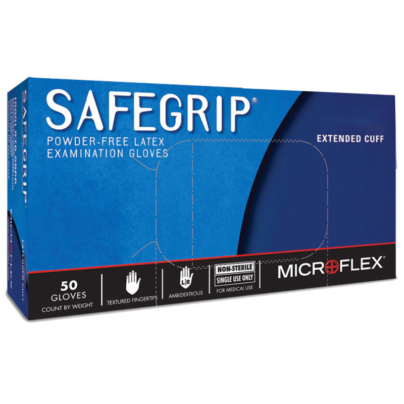 SafeGrip® Latex Extended Cuff Length Exam Glove, Extra Large, Blue