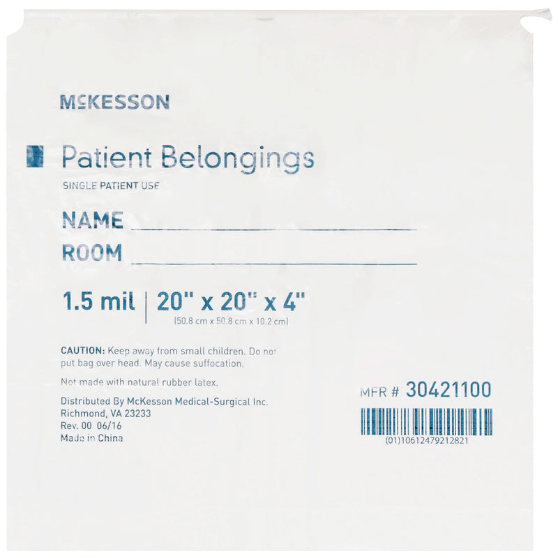 McKesson Patient Belongings Bag, White