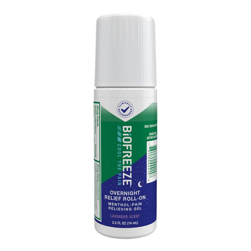 Biofreeze Overnight Relief Menthol Pain-Relieving Roll-On, Lavender Scent