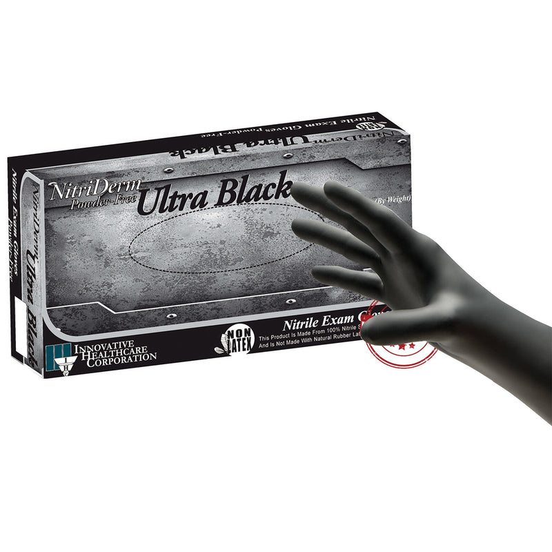 NitriDerm® Ultra Black Nitrile Exam Glove, Extra Small, Black