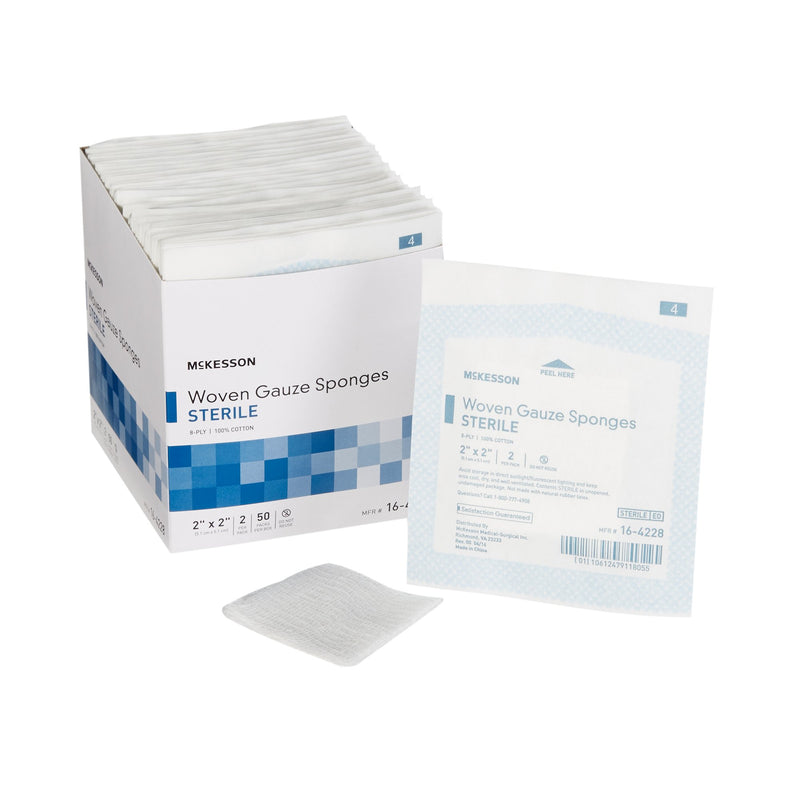 McKesson Sterile Gauze Sponge, 2 x 2 Inch, 8-Ply