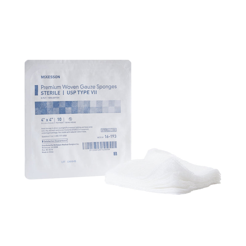 McKesson Sterile USP Type VII Gauze Sponge, 4 x 4 Inch, 8-Ply