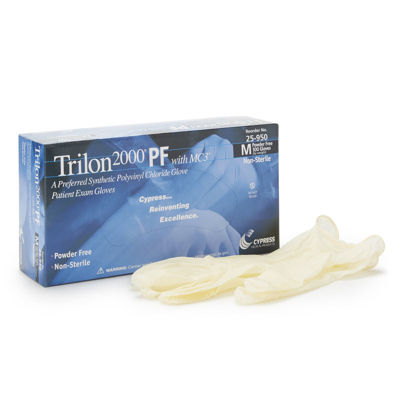 Trilon 2000® PF with MC3® Stretch Vinyl Exam Glove, Medium, Ivory