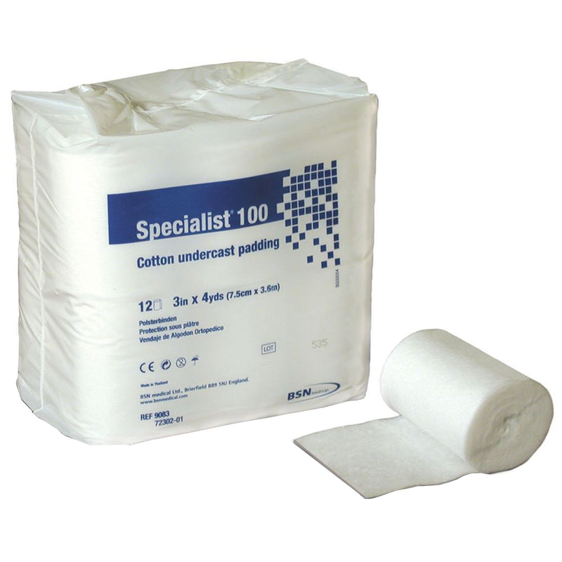 Specialist® 100 White Cotton Undercast Cast Padding, 3 Inch x 4 Yard