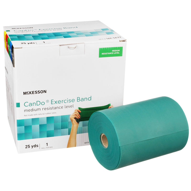 McKesson Exercise Resistance Band, Green, 5 Inch x 25 Yard, Medium Resistance