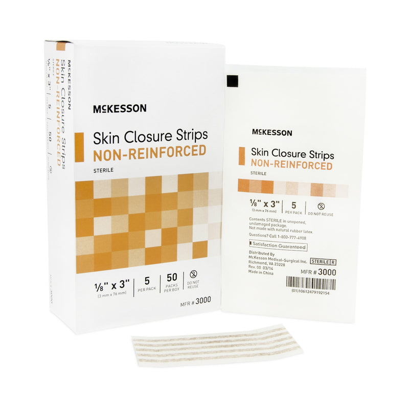 McKesson Non-Reinforced Skin Closure Strip, 1/8 x 3 in.