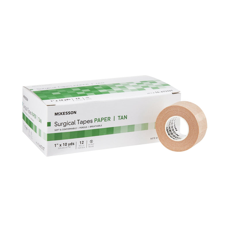 McKesson Paper Medical Tape, 1 Inch x 10 Yard, Tan