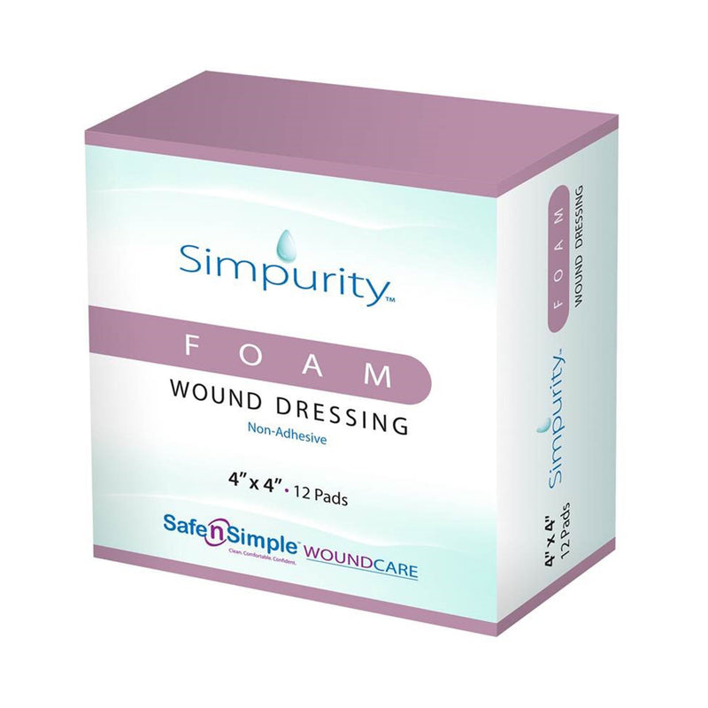 Simpurity™ Nonadhesive without Border Foam Dressing, 4 x 4 Inch