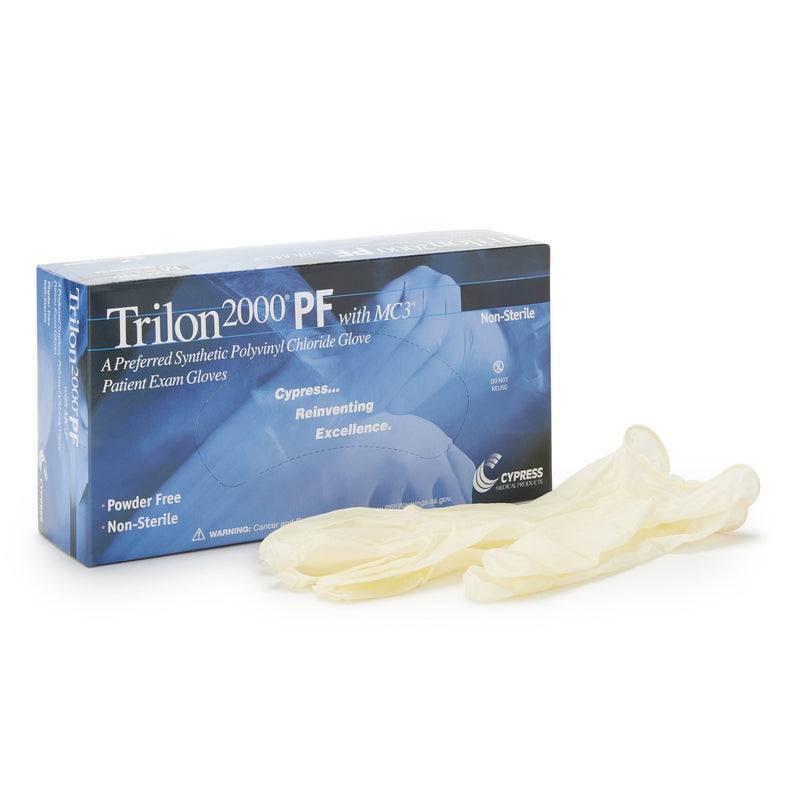 Trilon 2000® PF with MC3® Stretch Vinyl Exam Glove, Large, Ivory