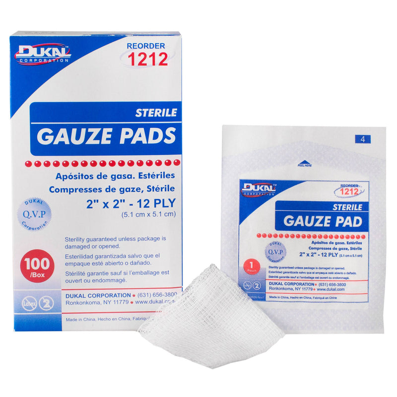 Dukal™ Sterile Gauze Sponge, 2 x 2 Inch, 12-Ply