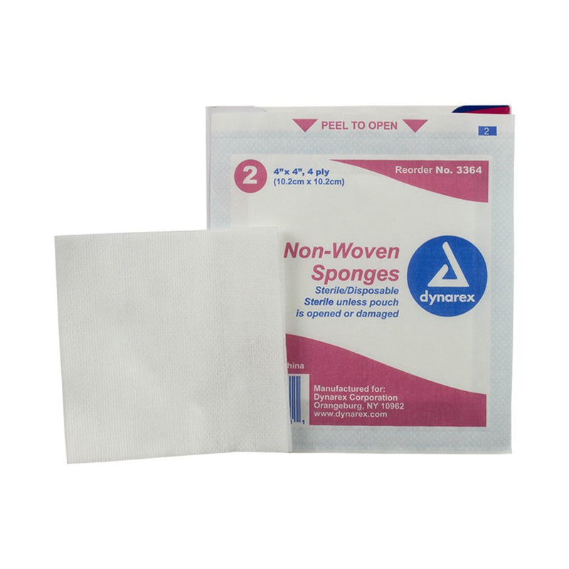 dynarex® Sterile Nonwoven Sponge, 4 x 4 Inch, 4-Ply