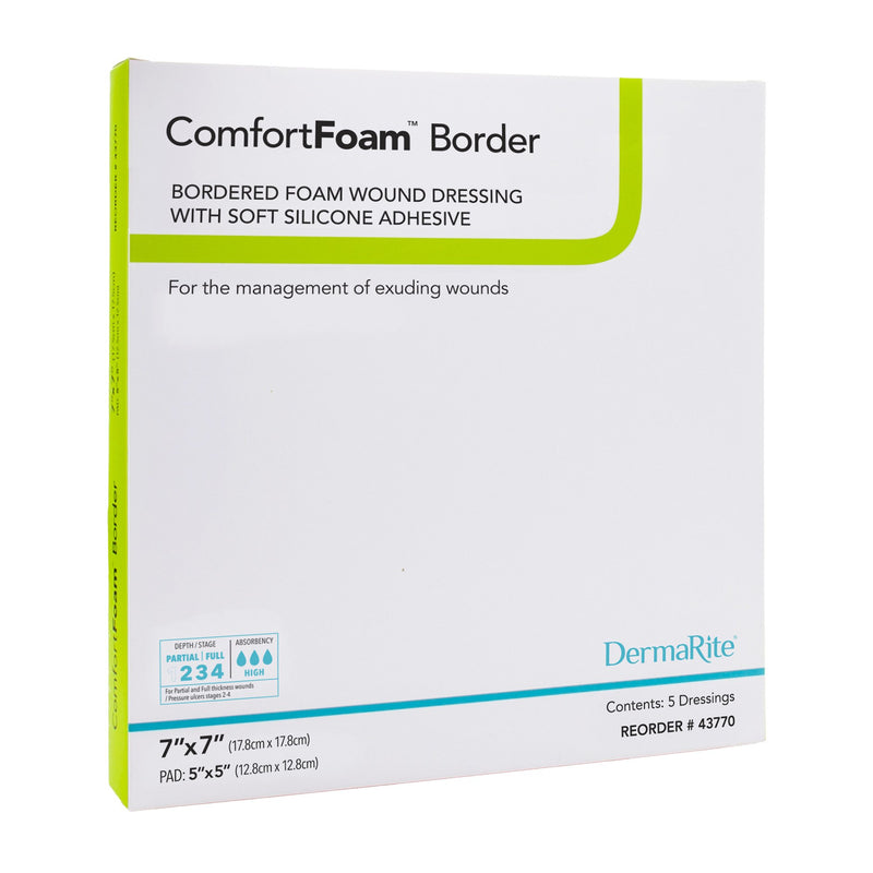 ComfortFoam™ Border Silicone Adhesive with Border Silicone Foam Dressing, 7 x 7 Inch