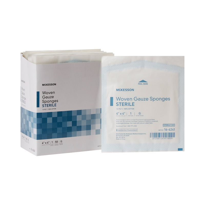 McKesson Sterile Gauze Sponge, 4 x 4 Inch, 12-Ply