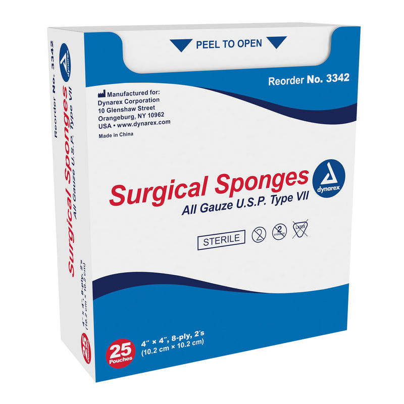 dynarex® Sterile Gauze Sponge, 4 x 4 Inch, 8-Ply