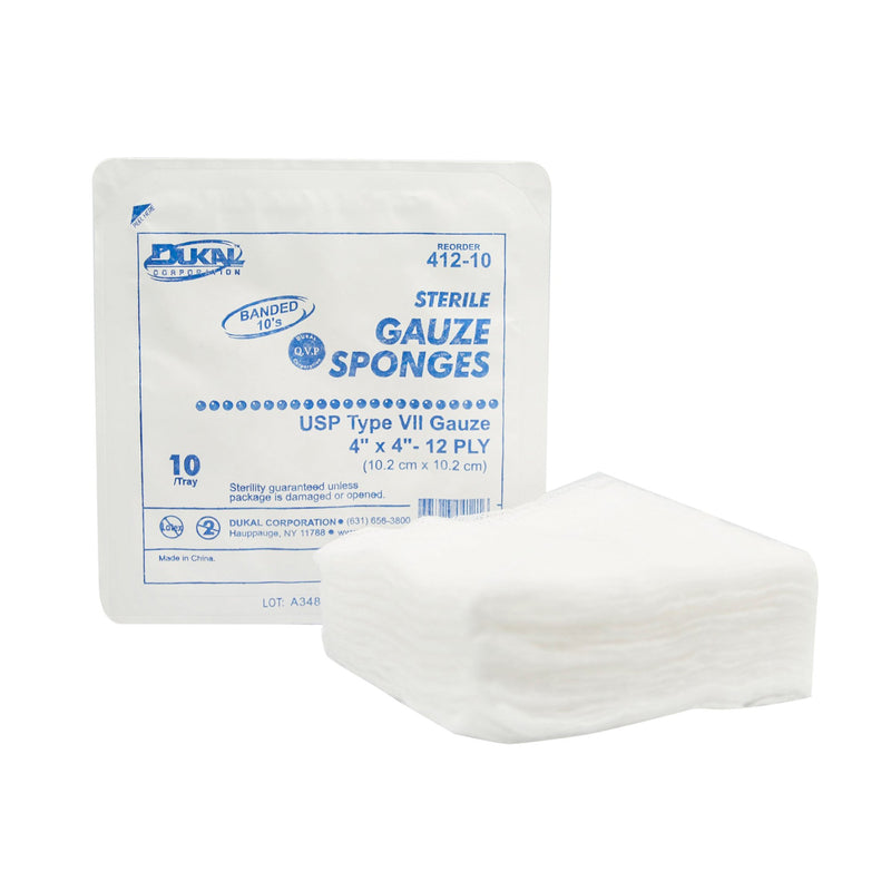 Dukal™ Sterile USP Type VII Gauze Sponge, 4 x 4 Inch, 12-Ply