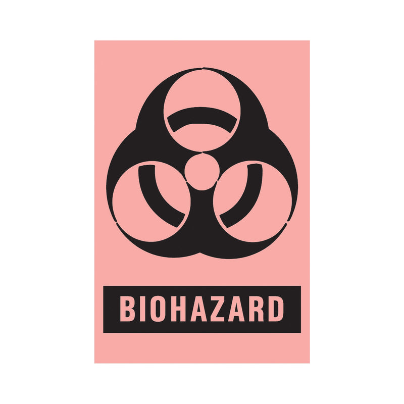 Timemed Pre-Printed Label, Biohazard, 2 x 3 Inch