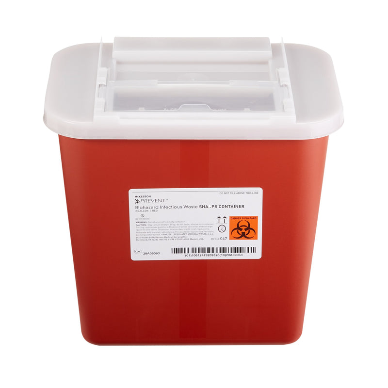 McKesson Prevent® Sharps Container, 2 Gallon, 10-1/4 x 7 x 10-1/2 Inch