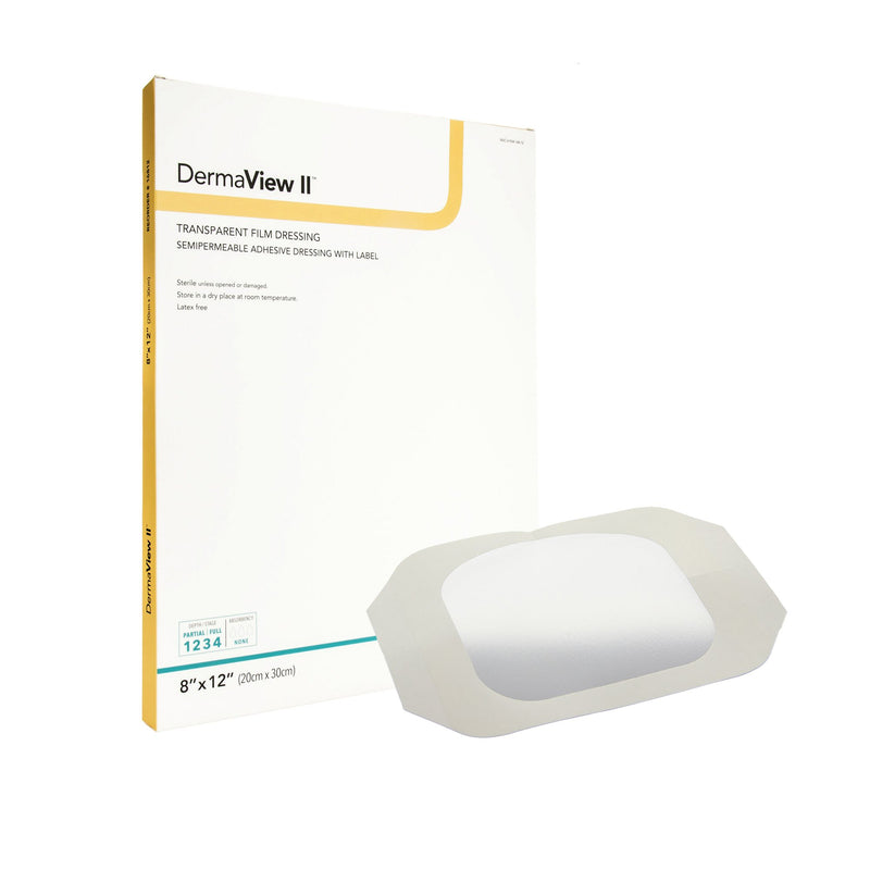 DermaView II™ Transparent Film Dressing with Border, 8 x 12 Inch