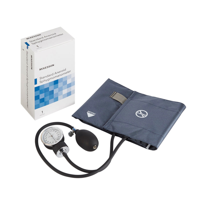 McKesson Aneroid Sphygmomanometer with Cuff, 2-Tube, Pocket-Size, Handheld, Adult Large Cuff, Navy