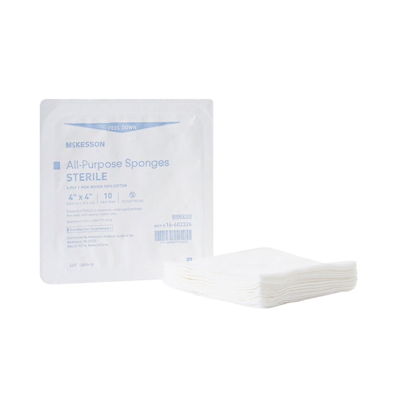 McKesson Sterile Nonwoven Sponge, 4 x 4 Inch, 4-Ply