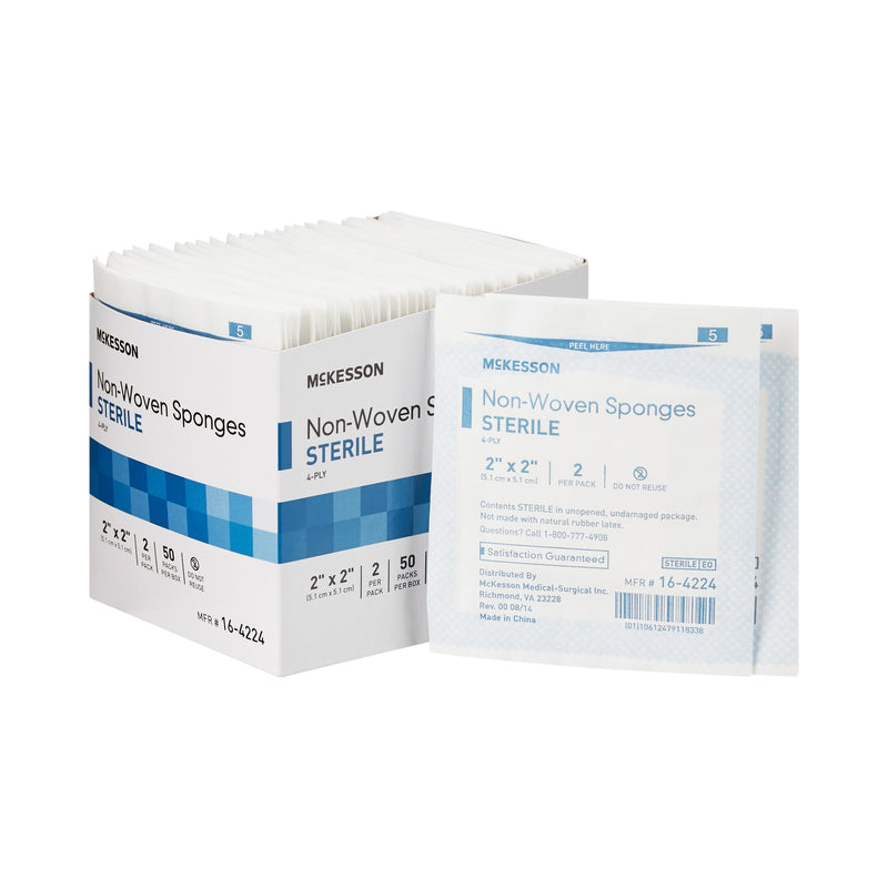 McKesson Sterile Nonwoven Sponge, 2 x 2 Inch, 4-Ply