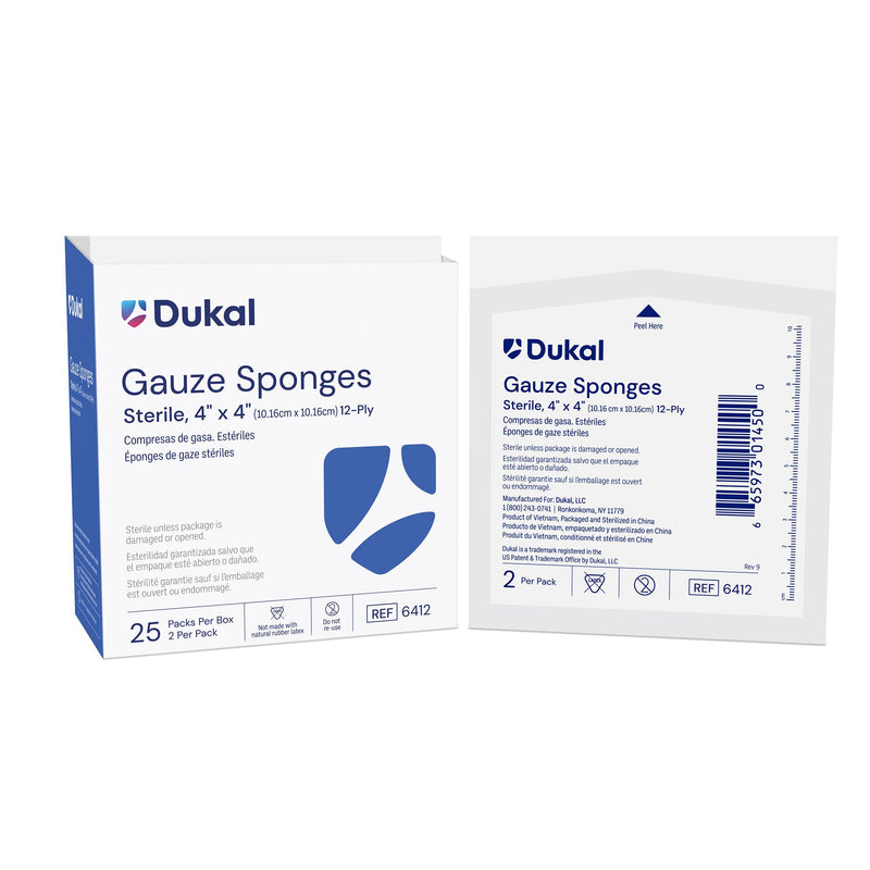 Dukal™ Sterile Gauze Sponge, 4 x 4 Inch, 12-Ply