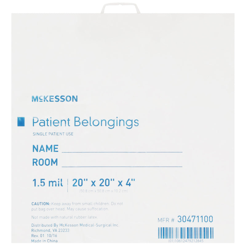 McKesson Patient Belongings Bag With Snap Closure