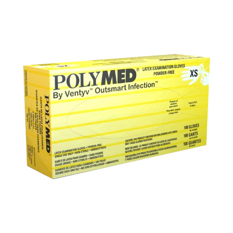 Polymed® Latex Exam Glove, Extra Small, Ivory