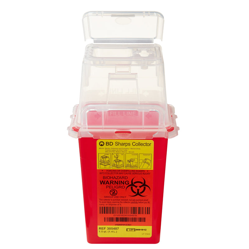 BD Phlebotomy Sharps Container, 1-1/2 Quart, 9 x 4-1/2 x 4 Inch