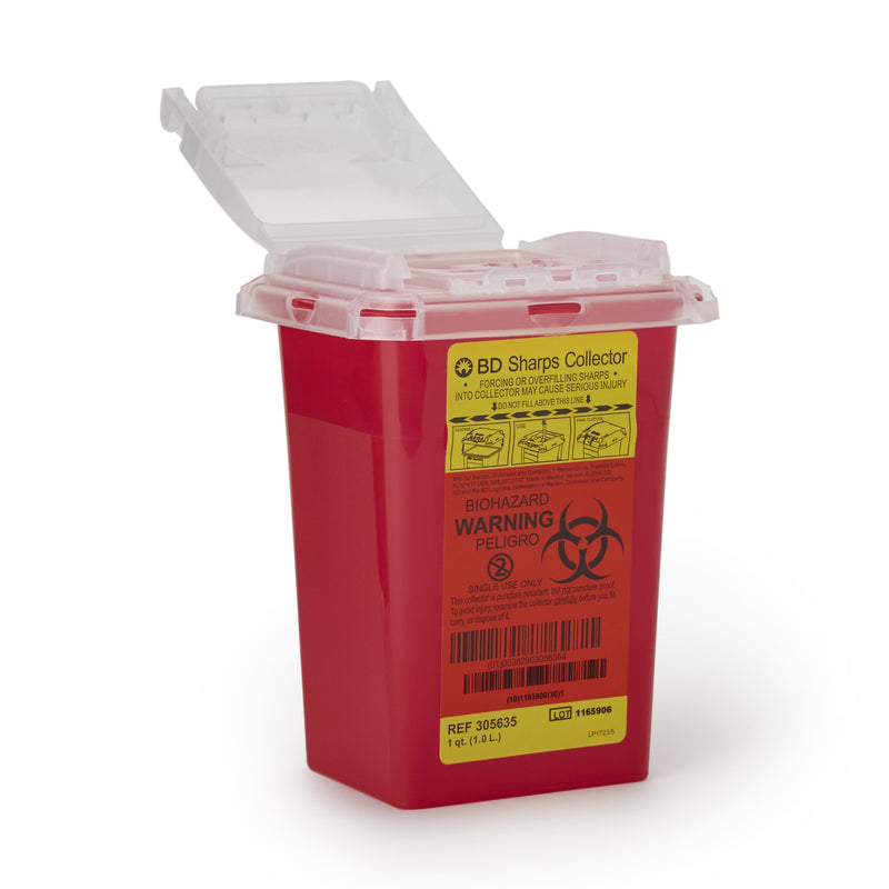 BD Multi-purpose Sharps Container, 1 Quart, 7 x 4-9/10 x 3-9/10 Inch