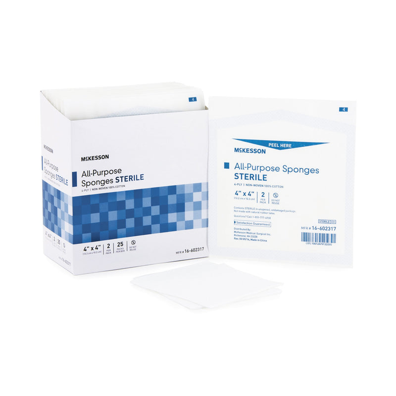 McKesson Sterile Nonwoven Sponge, 4 x 4 Inch, 4-Ply