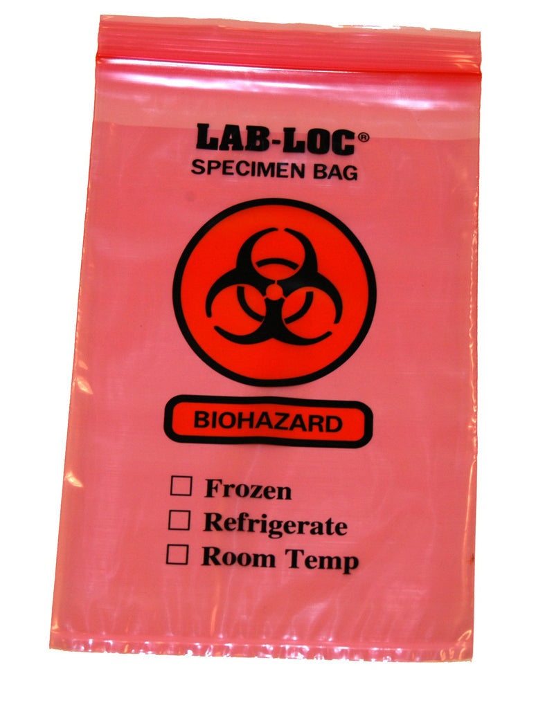 Lab-Loc® Specimen Transport Bag with Document Pouch, Zip Closure, Red Tinted, 6 x 9 Inch