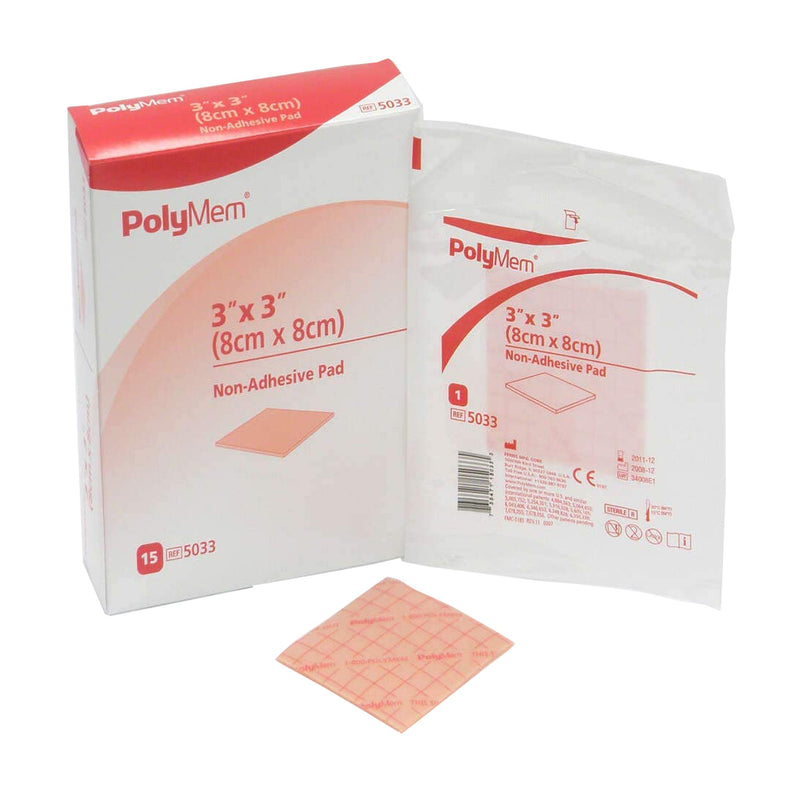 PolyMem® Nonadhesive without Border Foam Dressing, 3 x 3 Inch