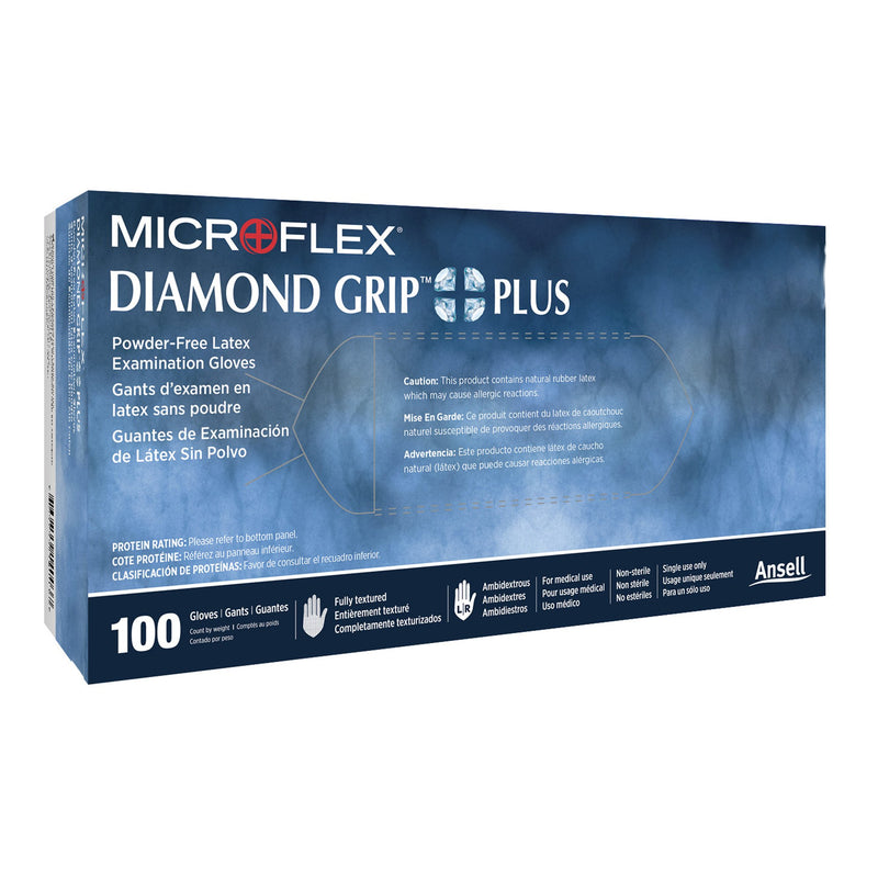 Microflex® Diamond Grip Plus™ Latex Gloves, Small, White