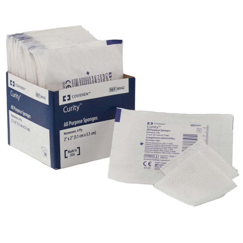 Curity™ Sterile Nonwoven Sponge, 3 x 3 Inch, 4-Ply